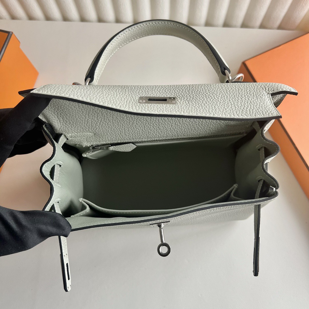 愛馬仕凱莉包尺寸大全 Hermes Kelly 25 Togo W0 Gris Neve冰晶灰銀色五金