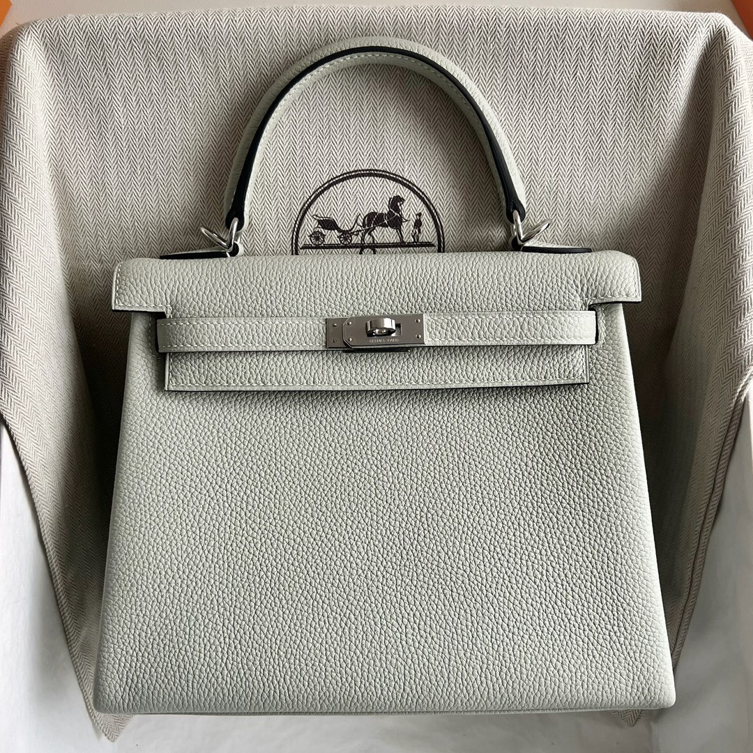 愛馬仕凱莉包尺寸大全 Hermes Kelly 25 Togo W0 Gris Neve冰晶灰銀色五金