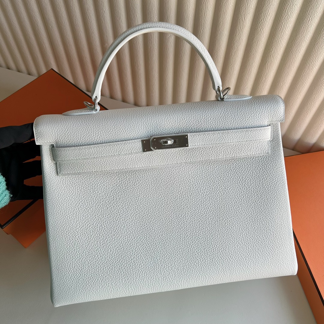 愛馬仕凱莉包圖片及價格大全 Hermes Kelly 35 Togo 01 Blanc 純白銀色五金