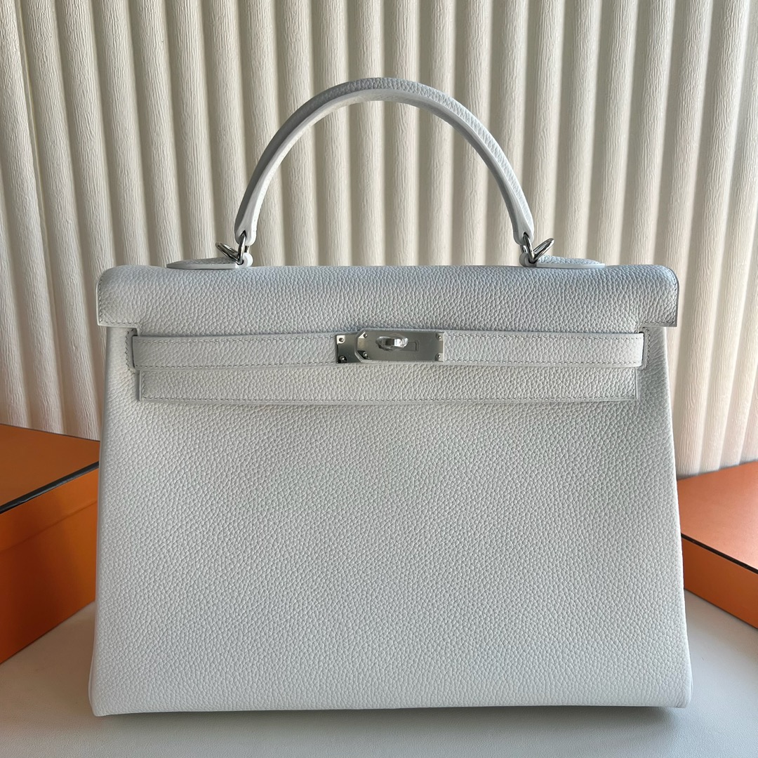 愛馬仕凱莉包圖片及價格大全 Hermes Kelly 35 Togo 01 Blanc 純白銀色五金