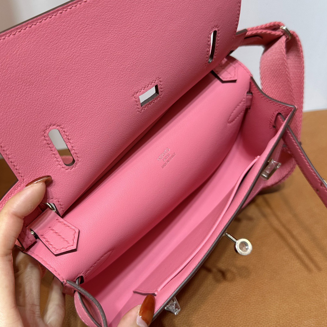 愛馬仕吉普賽包迷你號 Hermes Jypssiere Mini Evercolor 8W Rose Azalee 新唇膏粉