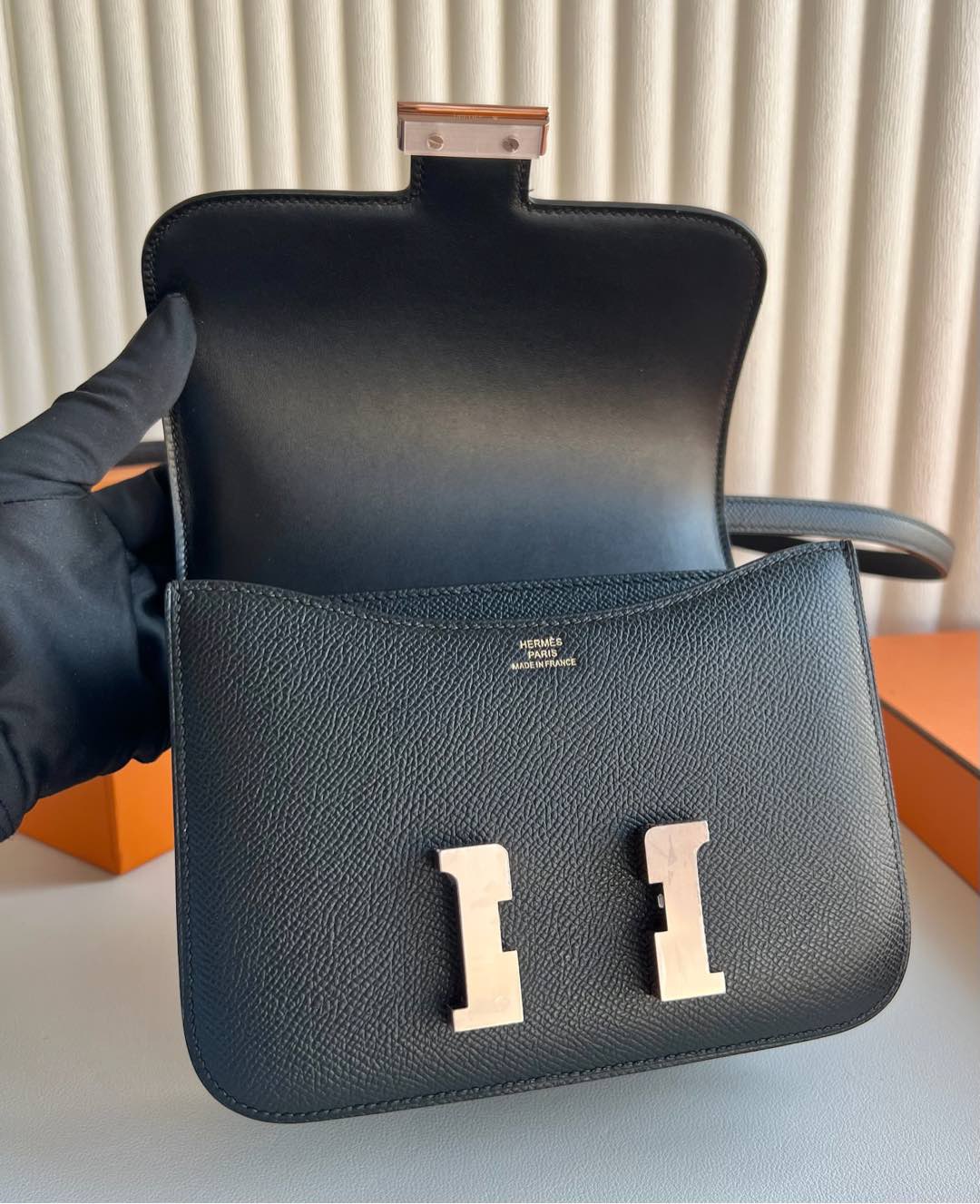 愛馬仕女包多少錢 Hermes Constance 18 Epsom 鏡子款式 CD89 Noir 黑色玫瑰金色五金