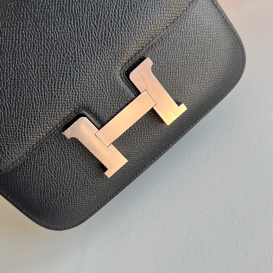 愛馬仕女包多少錢 Hermes Constance 18 Epsom 鏡子款式 CD89 Noir 黑色玫瑰金色五金