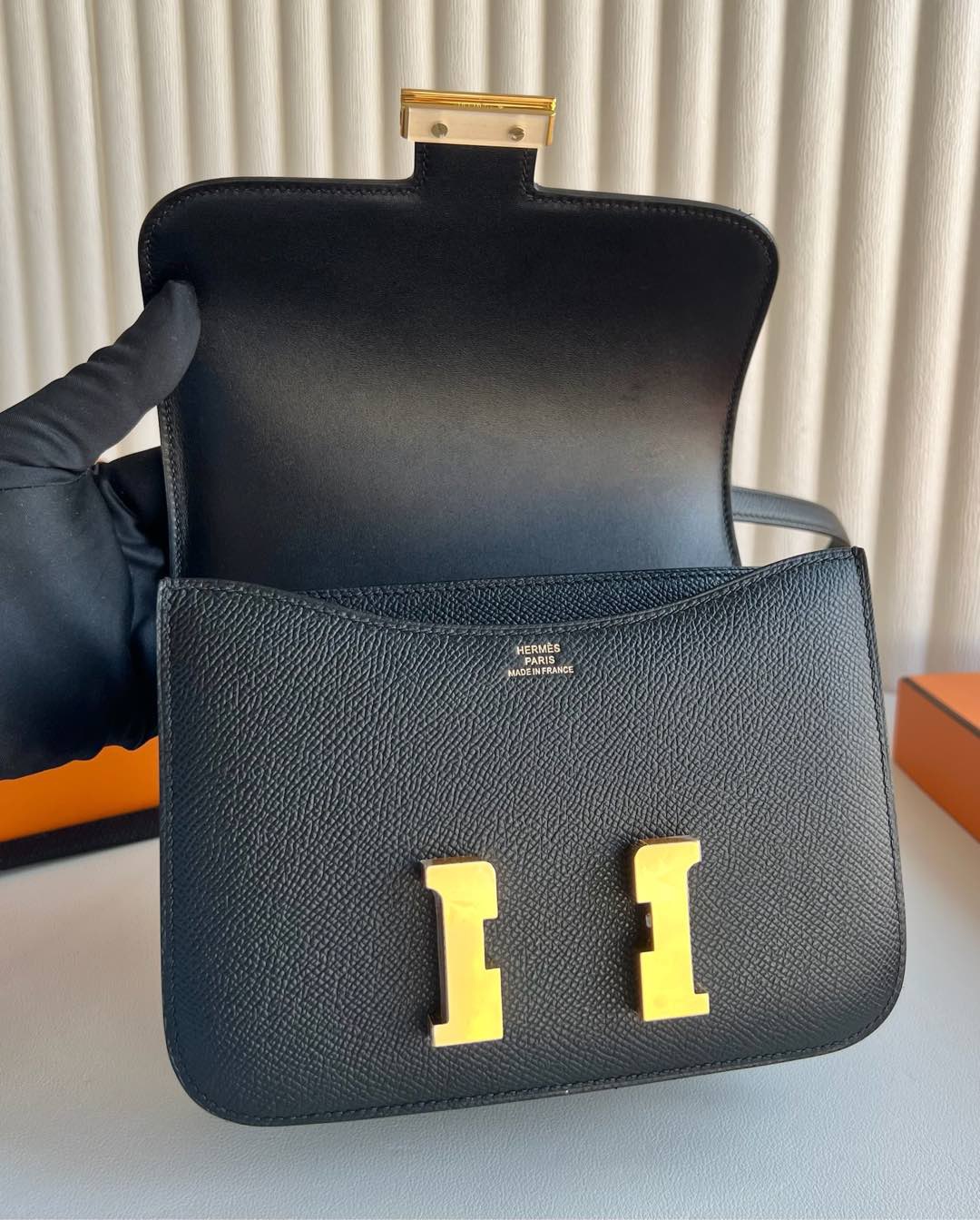 愛馬仕女包價格及圖片大全 Hermes Constance 18 Epsom鏡子款式黑色金色五金