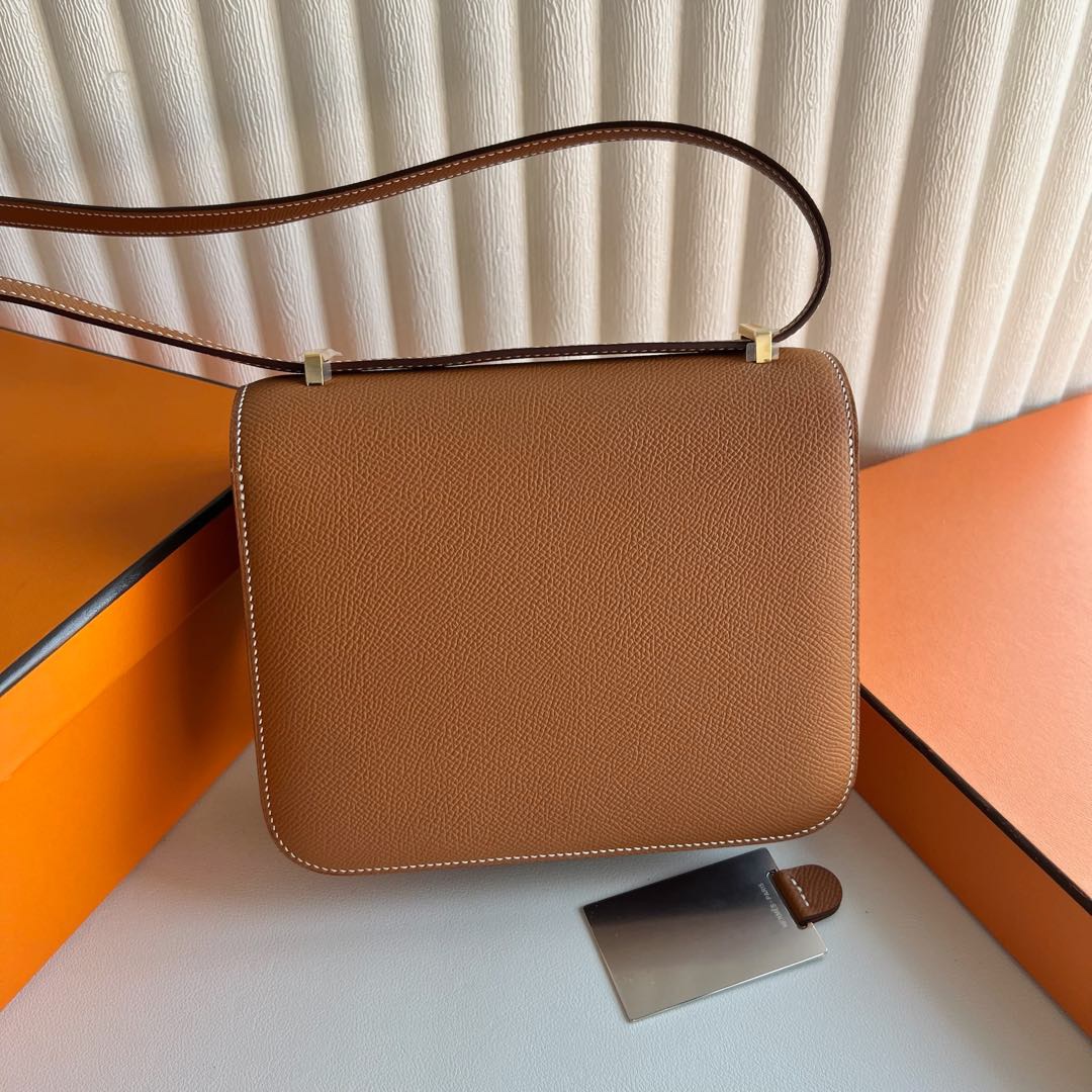 愛馬仕康康包18和19區別 Hermes Constance 18 Epsom 鏡子款式金棕色金色五金