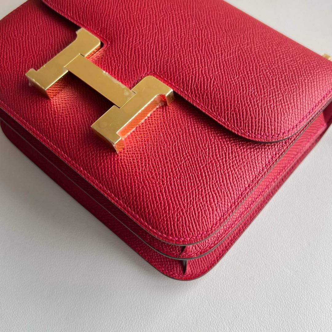 愛馬仕康康的刻印在哪裡 Hermes Constance 18 Epsom鏡子款式 Rouge Casaque國旗紅金色五金