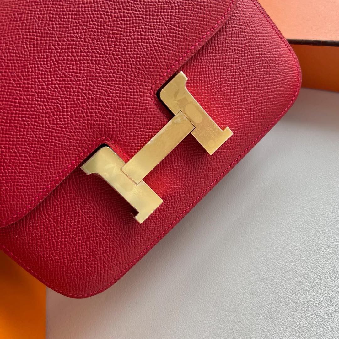 愛馬仕康康的刻印在哪裡 Hermes Constance 18 Epsom鏡子款式 Rouge Casaque國旗紅金色五金