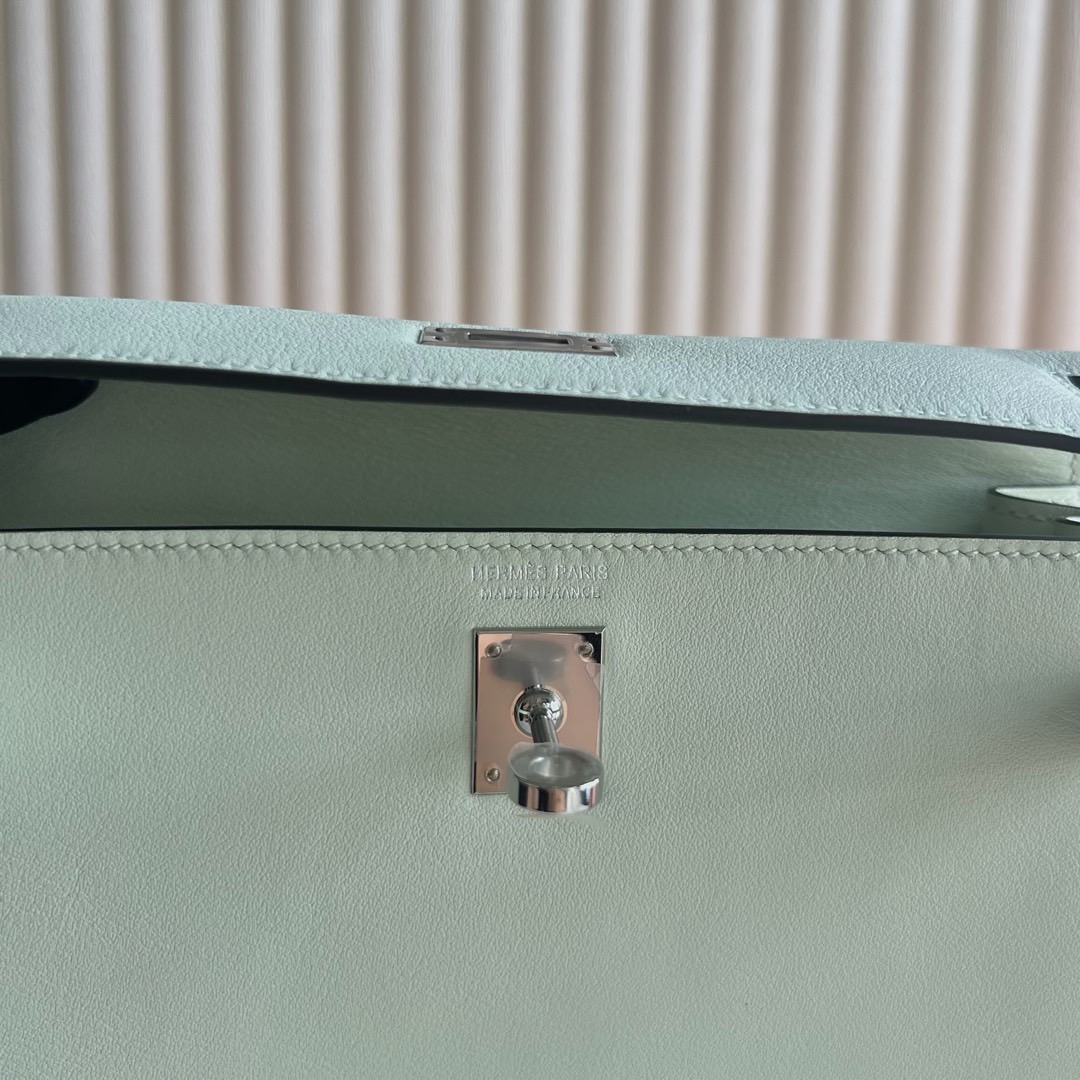 愛馬仕跳舞包底托怎麼用 Hermes Kelly danse Swift 0S Vert Fizz氣泡綠銀色五金