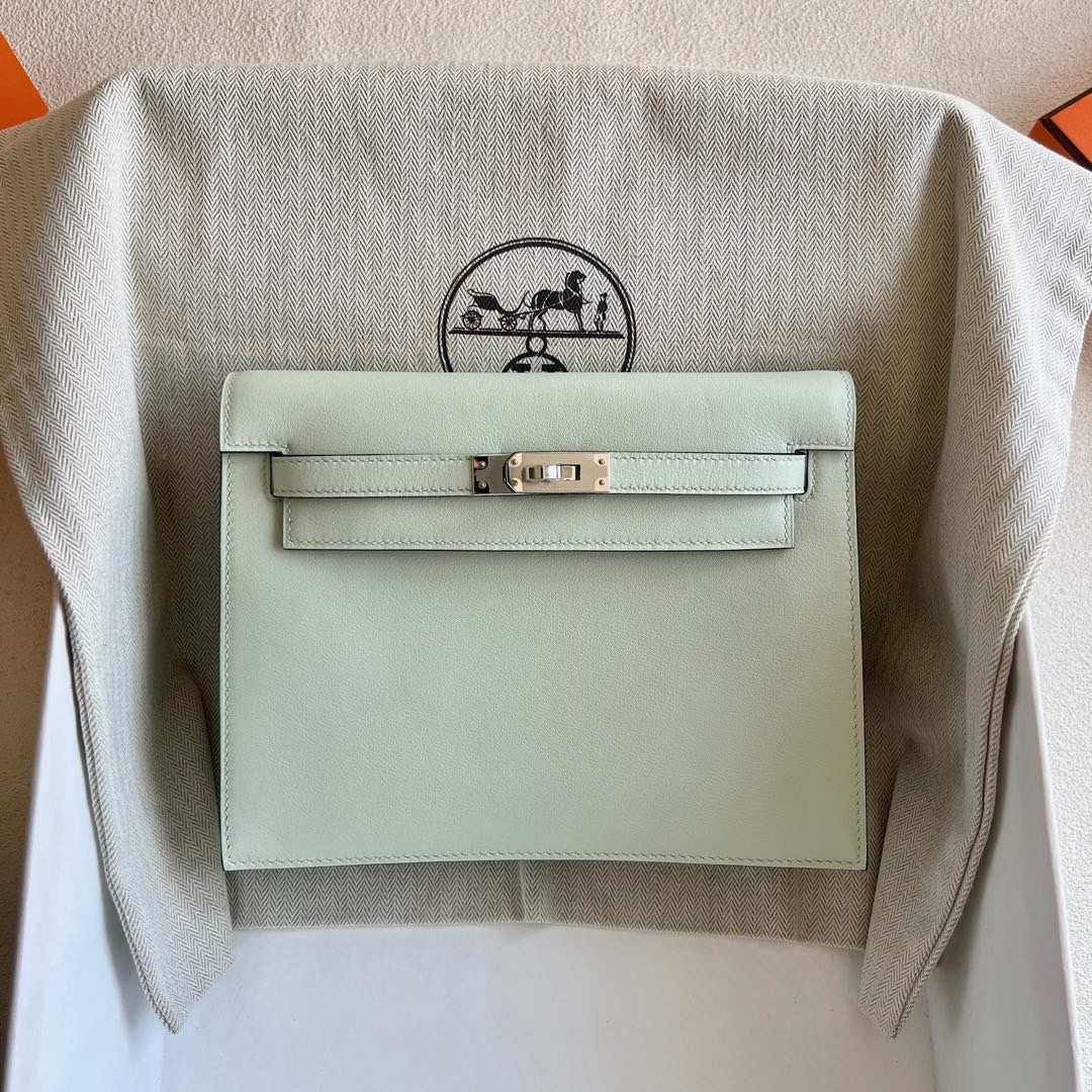 愛馬仕跳舞包底托怎麼用 Hermes Kelly danse Swift 0S Vert Fizz氣泡綠銀色五金