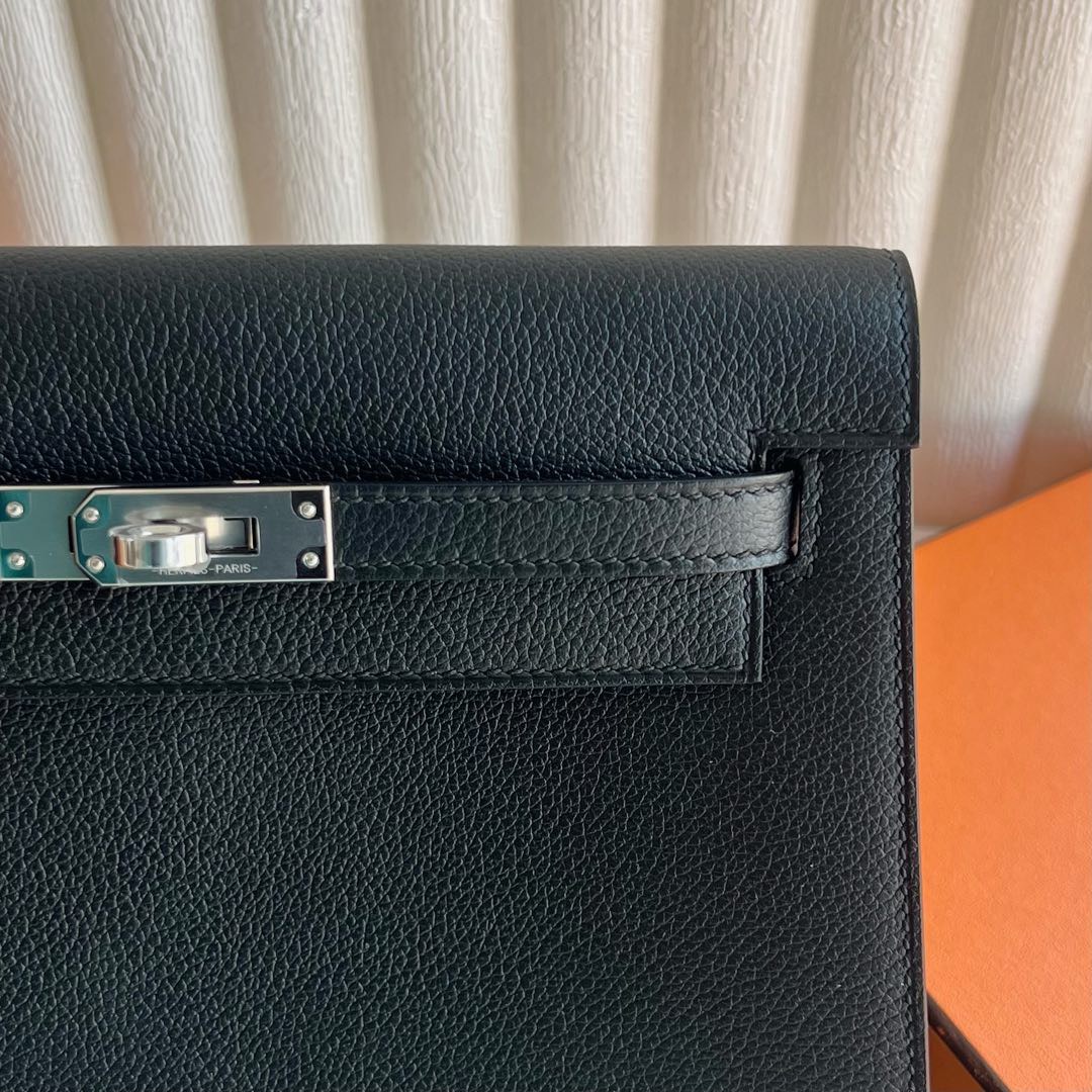 臺灣愛馬仕跳舞包價格多少錢Hermes Kelly danse Evercolor CK89 Noir黑色銀色五金