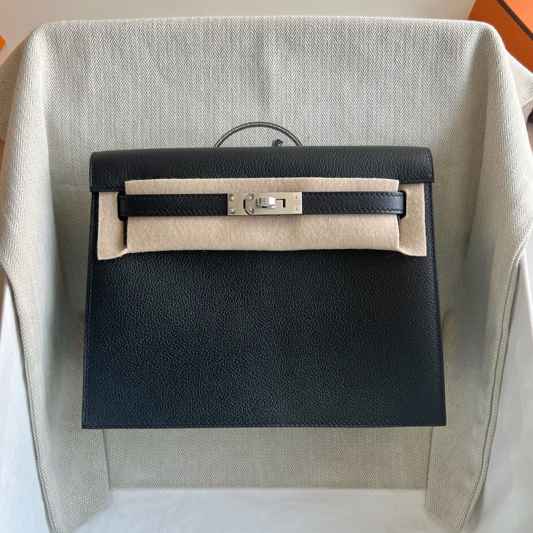 臺灣愛馬仕跳舞包價格多少錢Hermes Kelly danse Evercolor CK89 Noir黑色銀色五金