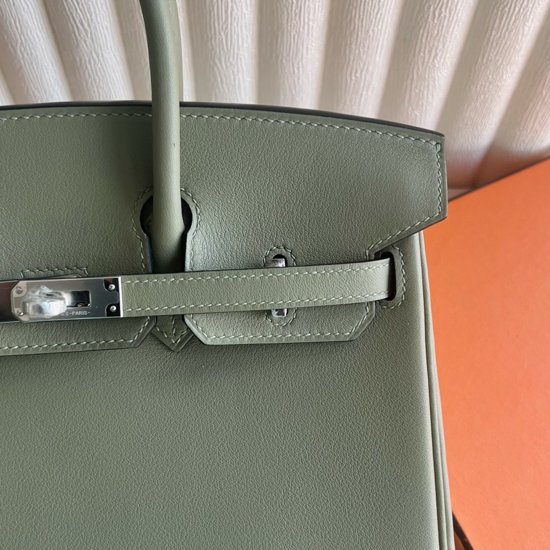 愛馬仕birkin包包價格與圖片Hermes Birkin 25 Swift Q1 Sauge 鼠尾草綠銀色五金