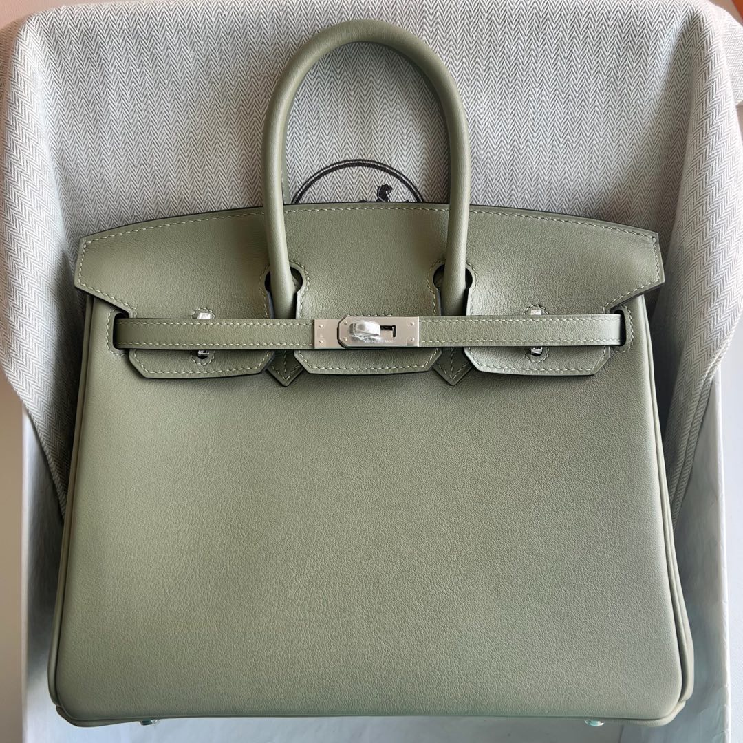 愛馬仕birkin包包價格與圖片Hermes Birkin 25 Swift Q1 Sauge 鼠尾草綠銀色五金