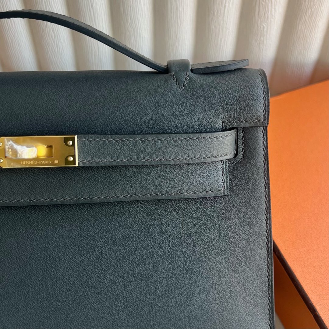 愛馬仕迷你凱莉價格 Hermes Mini Kelly Pochette Swift CC85 Ardoise石板灰 金色五金