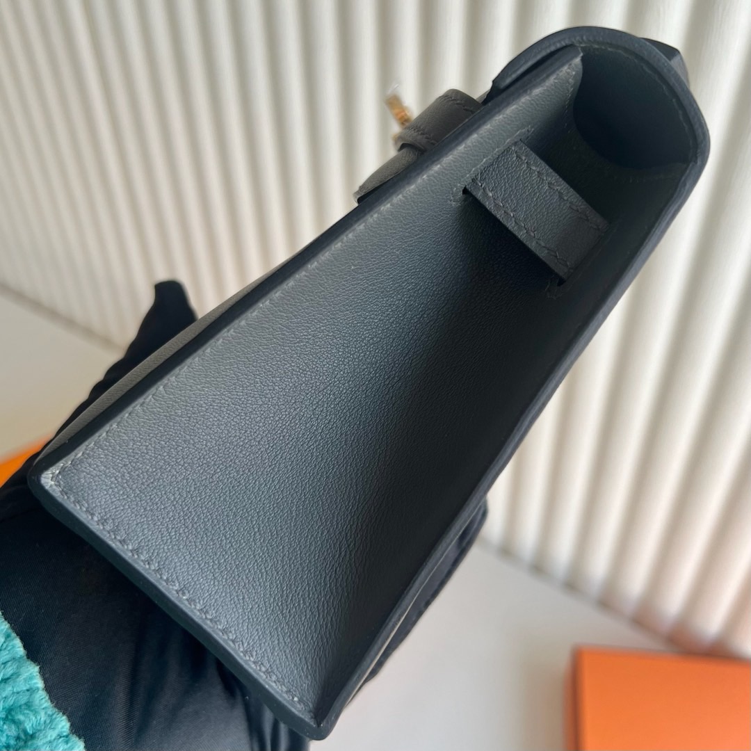 愛馬仕迷你凱莉價格 Hermes Mini Kelly Pochette Swift CC85 Ardoise石板灰 金色五金
