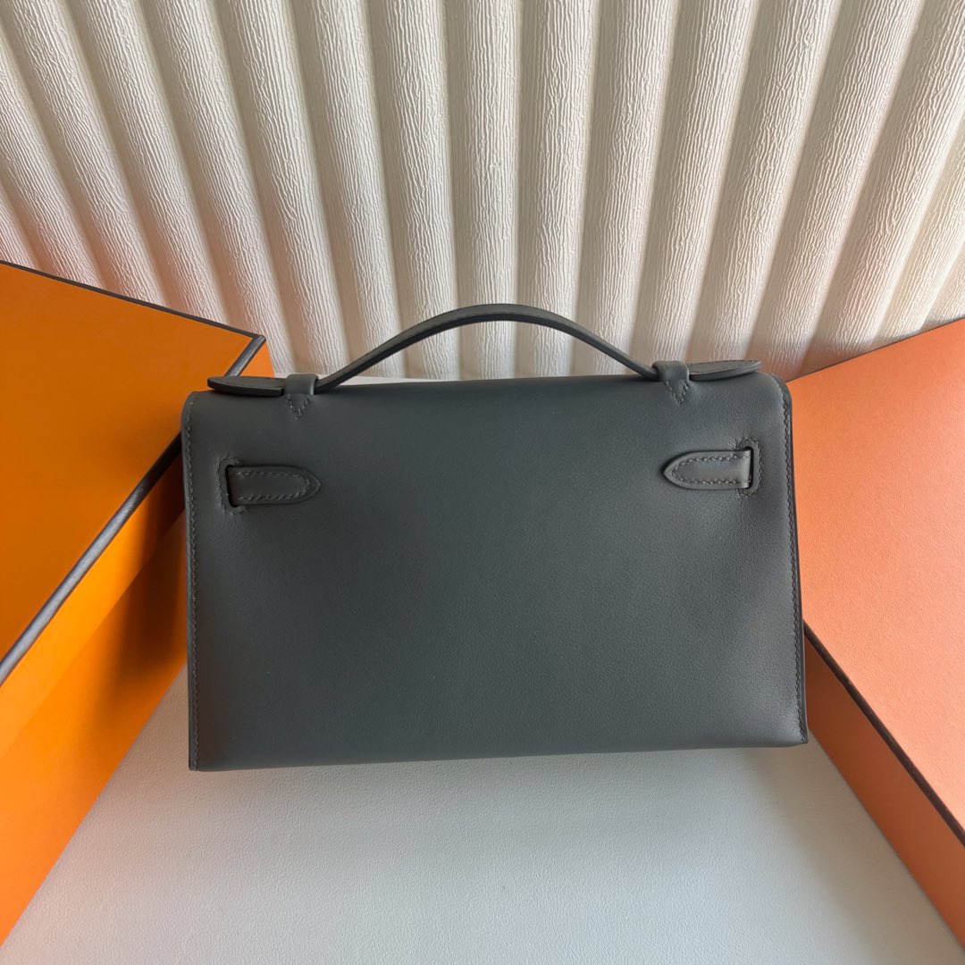 愛馬仕迷你凱莉價格 Hermes Mini Kelly Pochette Swift CC85 Ardoise石板灰 金色五金
