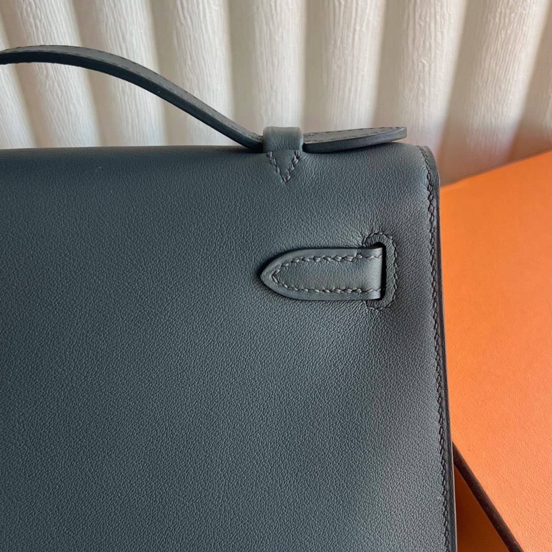 愛馬仕迷你凱莉價格 Hermes Mini Kelly Pochette Swift CC85 Ardoise石板灰 金色五金