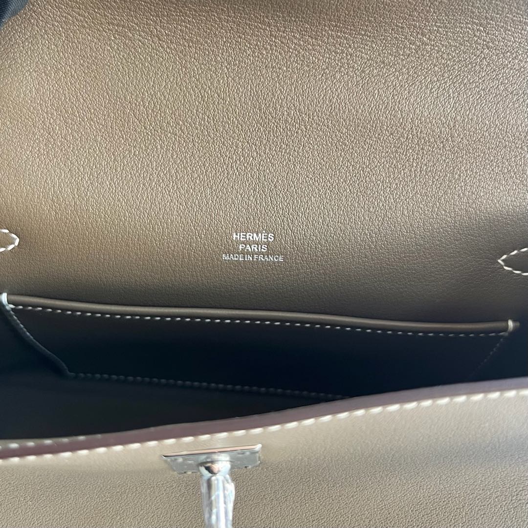 愛馬仕迷你凱莉包包價格多少錢 Hermes Mini Kelly Pochette Swift Etoupe大象灰銀色五金