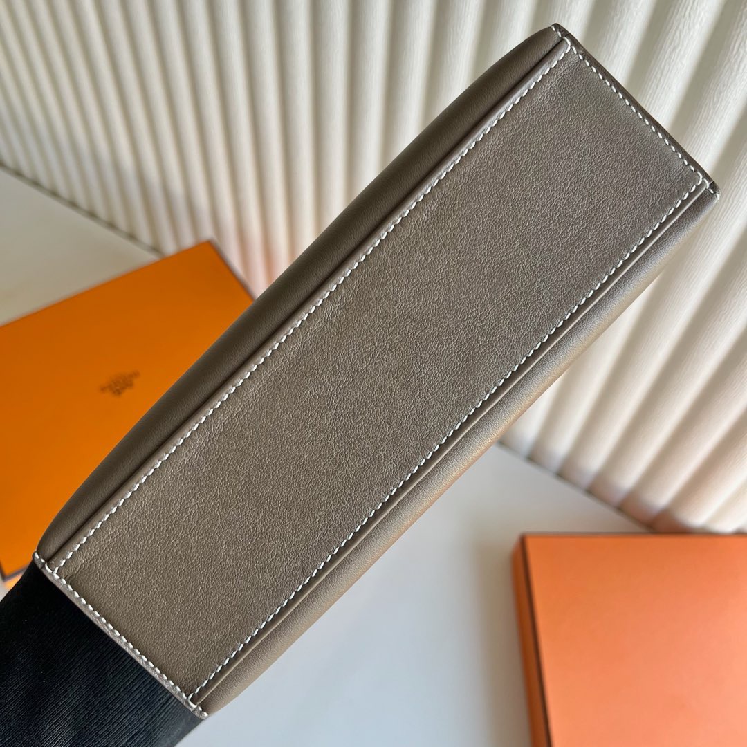 愛馬仕迷你凱莉包包價格多少錢 Hermes Mini Kelly Pochette Swift Etoupe大象灰銀色五金