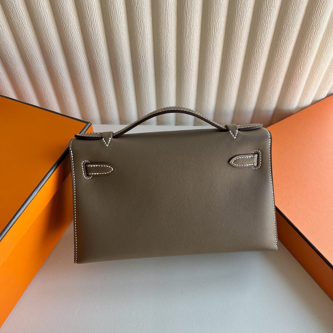愛馬仕迷你凱莉價格Hermes Mini Kelly Pochette Swift Etoupe大象灰金色五金硬體