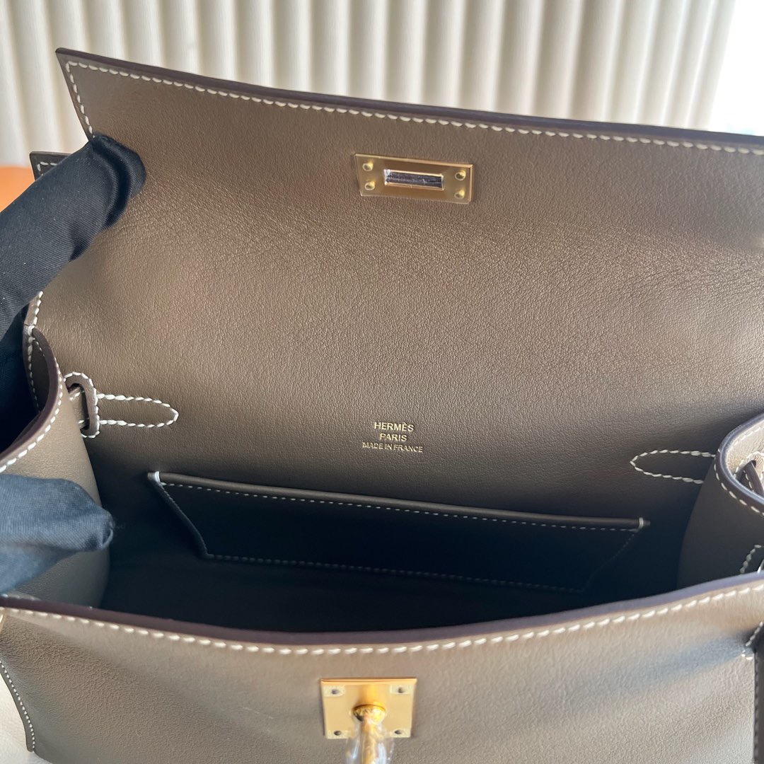 愛馬仕迷你凱莉價格Hermes Mini Kelly Pochette Swift Etoupe大象灰金色五金硬體