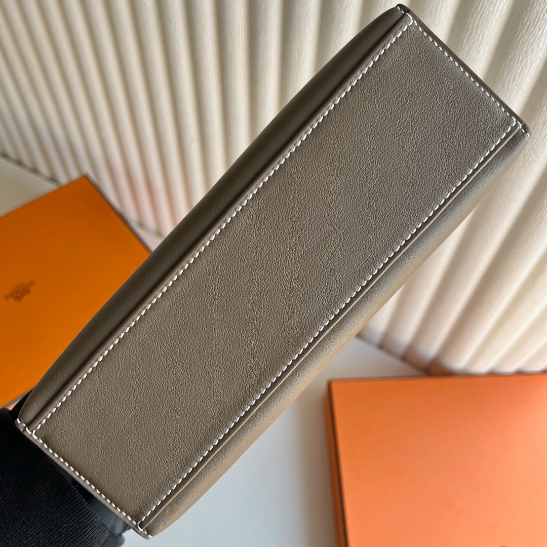 愛馬仕迷你凱莉價格Hermes Mini Kelly Pochette Swift Etoupe大象灰金色五金硬體