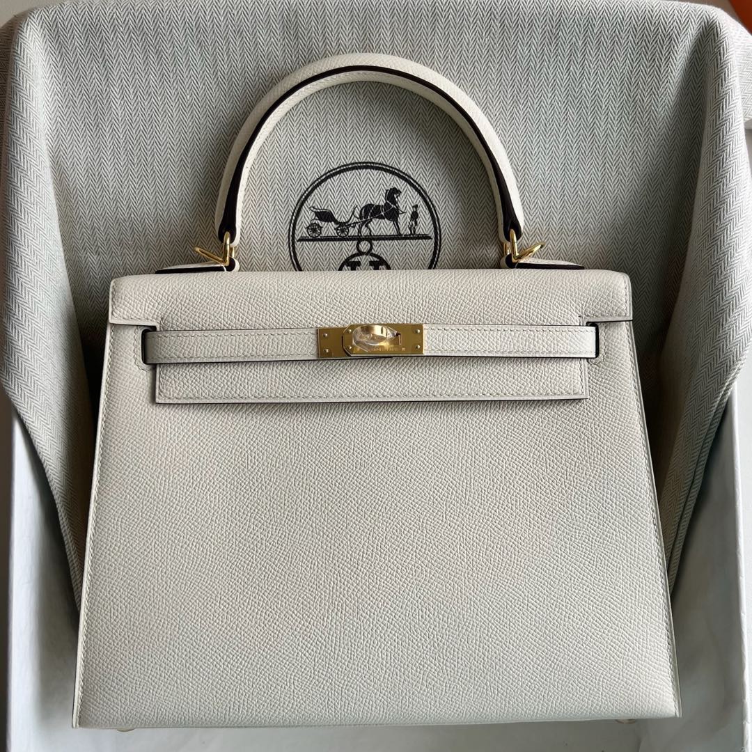 愛馬仕凱莉包原價多少錢 Hermes Kelly Sellier 25 Epsom I2 Nata 奶油白 金色五金