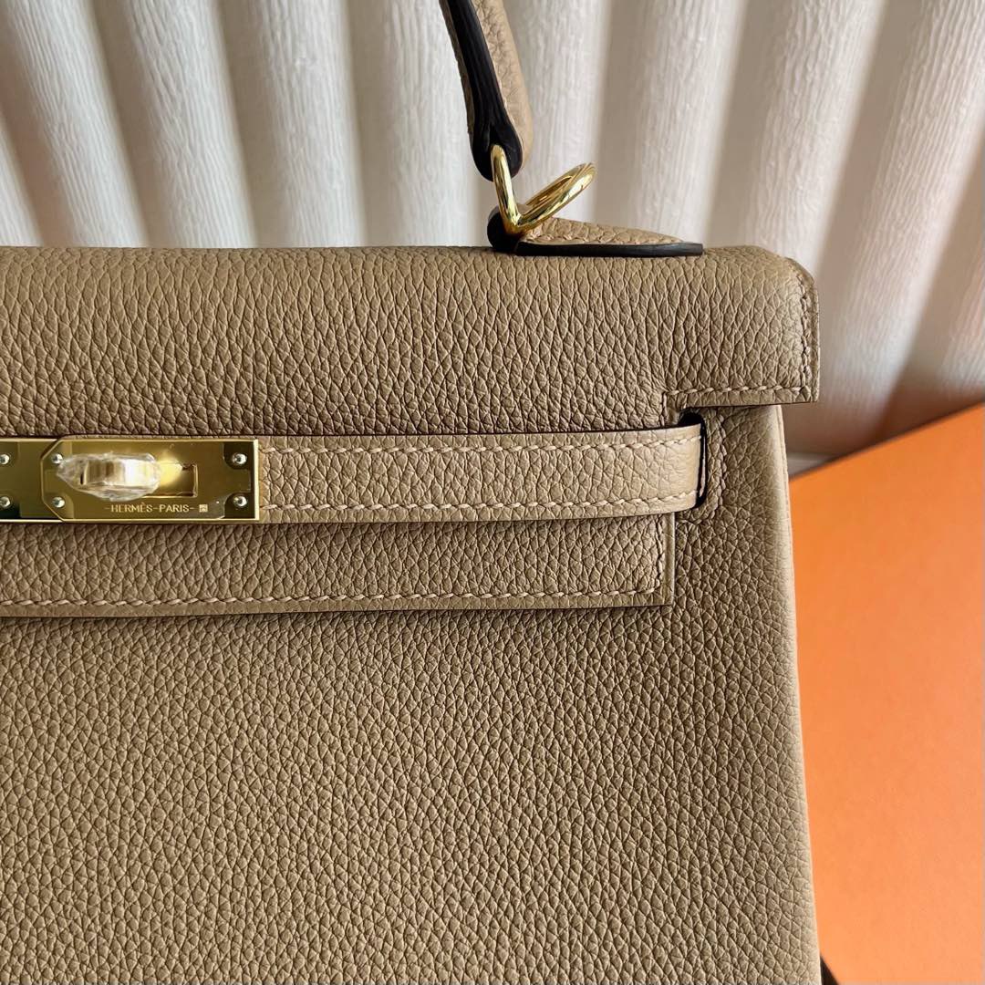 愛馬仕凱莉包是什麼價格 Hermes Kelly Retourne 25 Togo 0M Chai 奶茶色金色五金