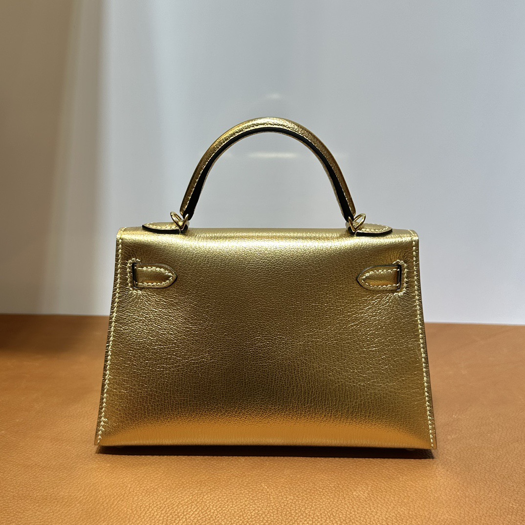 愛馬仕迷你凱莉2代Hermes Kelly Mini Sellier 山羊皮 Y9 DORE 鎏金色金色五金