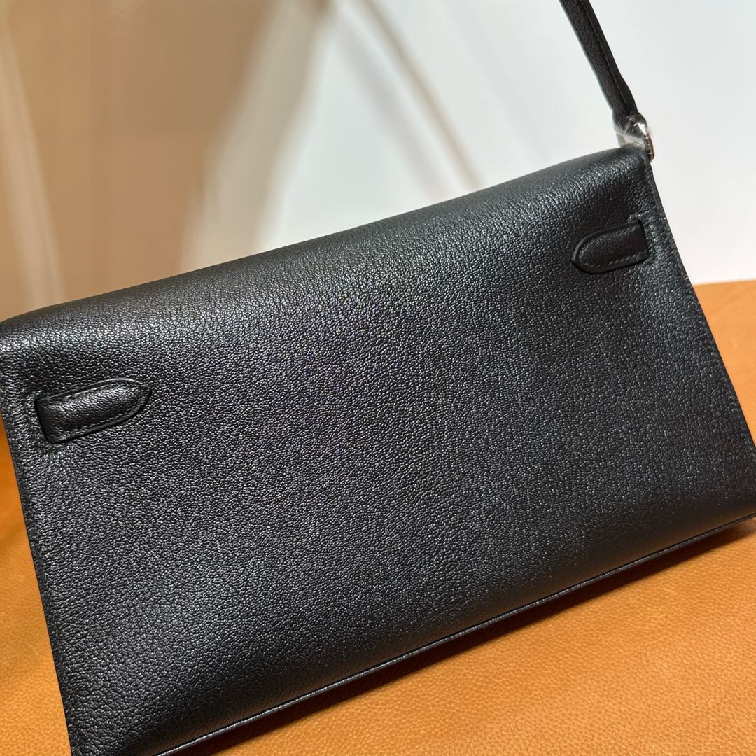 愛馬仕凱莉包包圖片大全 Hermes Kelly Elan 山羊皮 Noir 黑色銀色五金