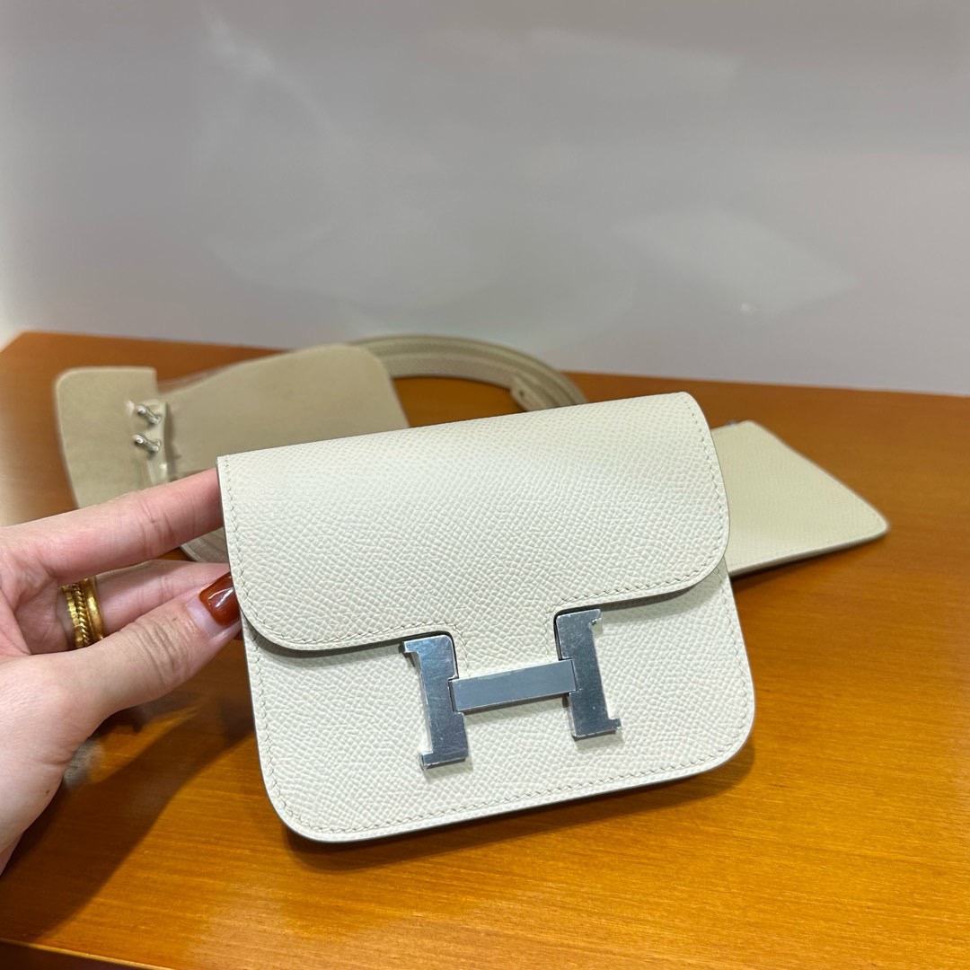 愛馬仕女包香港價格 Hermes Constance Slim Epsom CK10 Craie奶昔白銀色五金