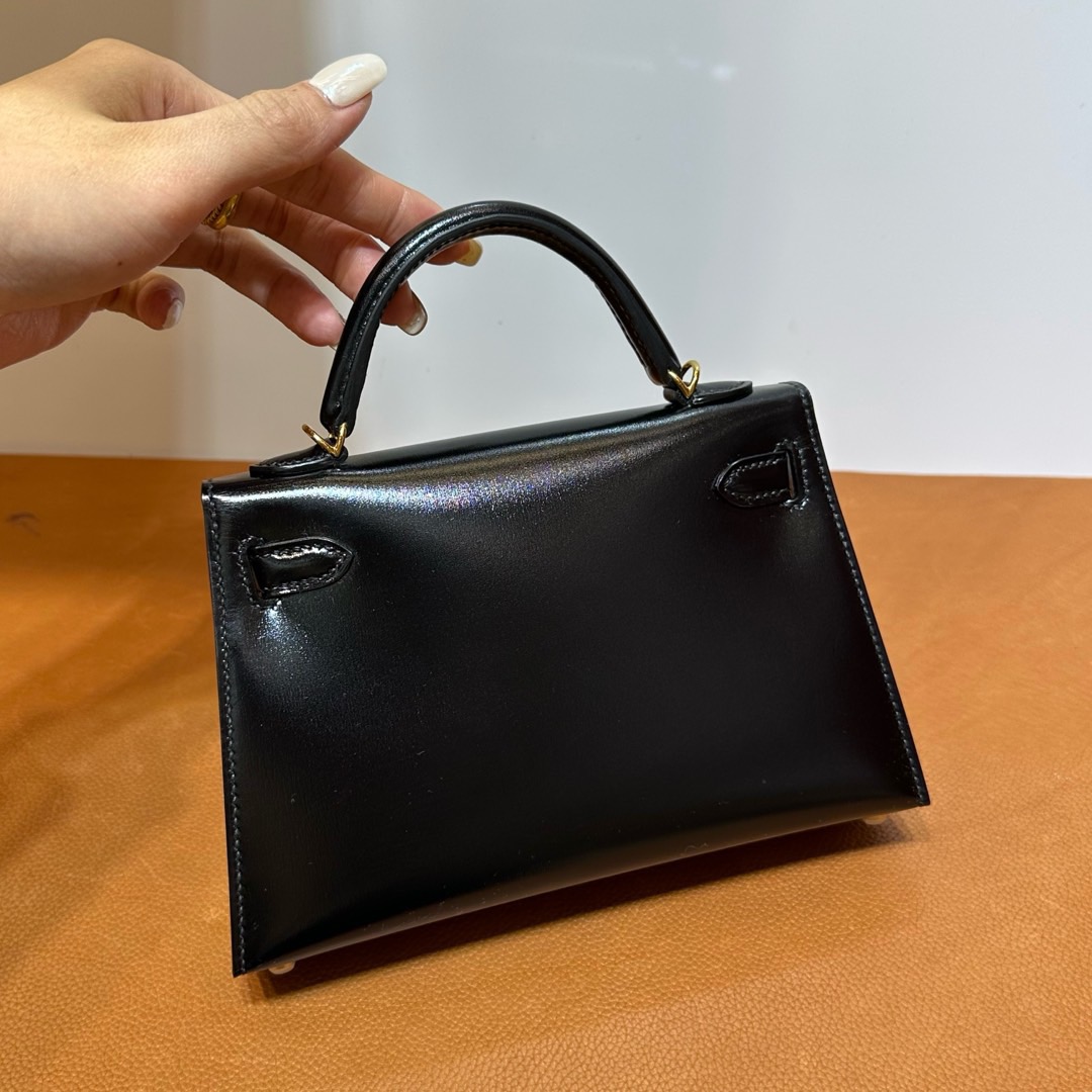 愛馬仕迷你凱莉2代價格Hermes Kelly Mini Sellier Box Noir黑色金色五金