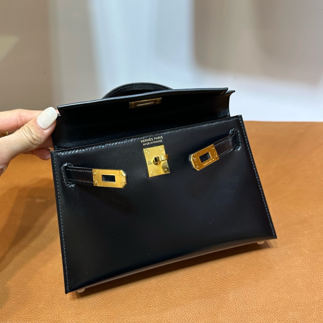 愛馬仕迷你凱莉2代價格Hermes Kelly Mini Sellier Box Noir黑色金色五金