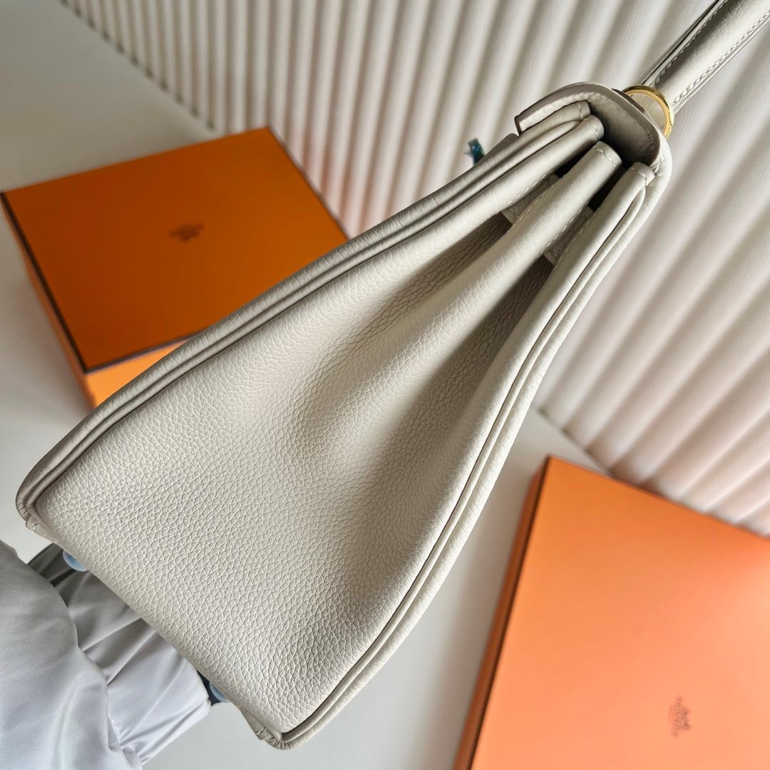 愛馬仕凱莉包包多少錢 Hermes Kelly Retourne 28 Togo CC10 Craie 奶昔白金色五金