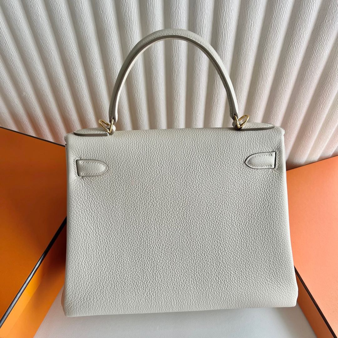 愛馬仕凱莉包包多少錢 Hermes Kelly Retourne 28 Togo CC10 Craie 奶昔白金色五金