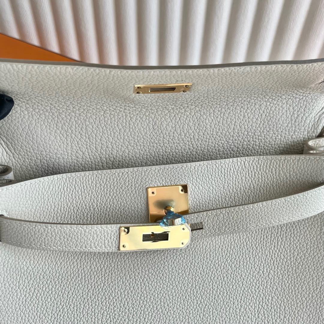 愛馬仕凱莉包包多少錢 Hermes Kelly Retourne 28 Togo CC10 Craie 奶昔白金色五金