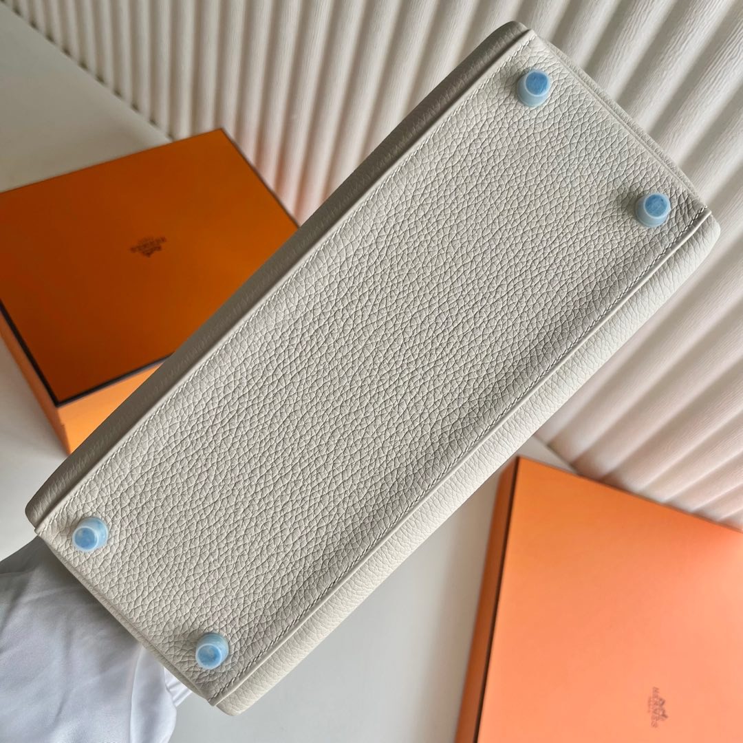 愛馬仕凱莉包包多少錢 Hermes Kelly Retourne 28 Togo CC10 Craie 奶昔白金色五金