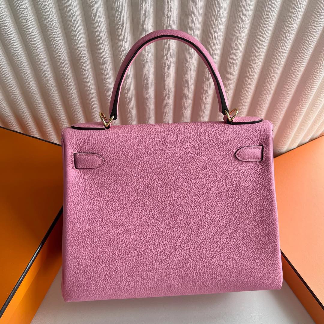 愛馬仕凱莉包官方價格Hermes Kelly Retourne 28 Togo Bubblegum Pink櫻花粉
