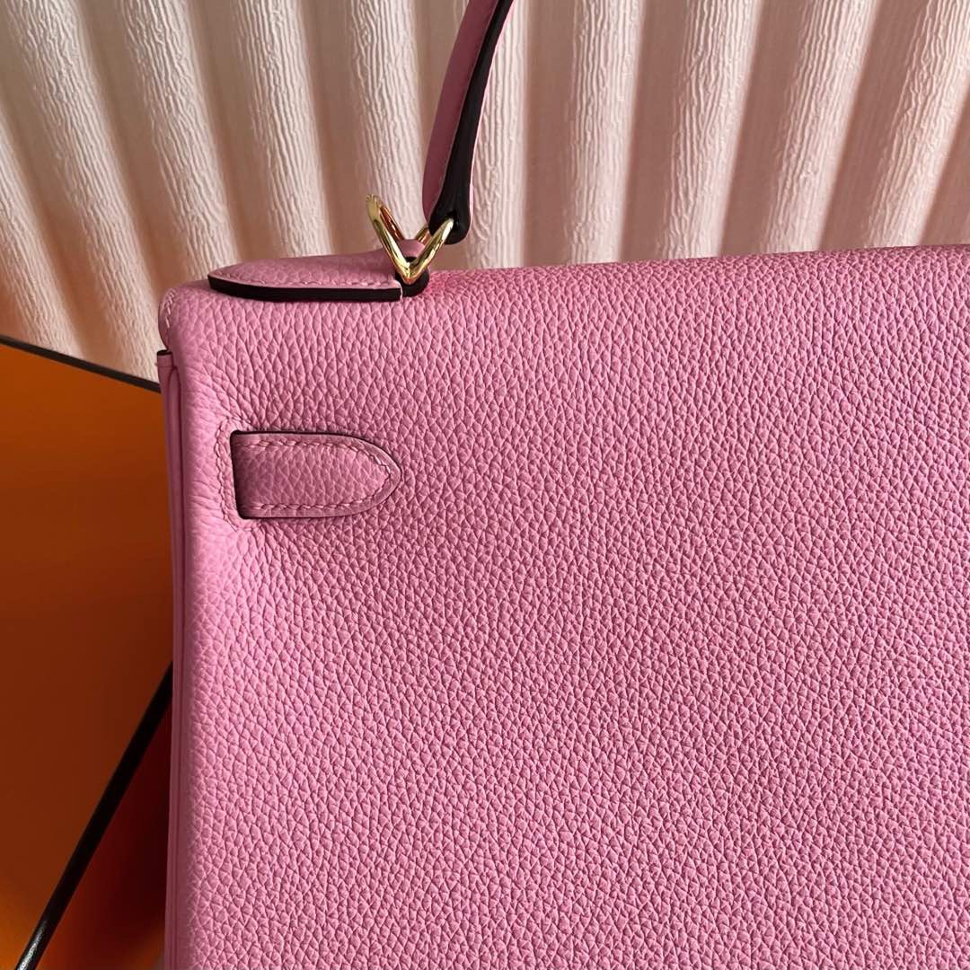 愛馬仕凱莉包官方價格Hermes Kelly Retourne 28 Togo Bubblegum Pink櫻花粉