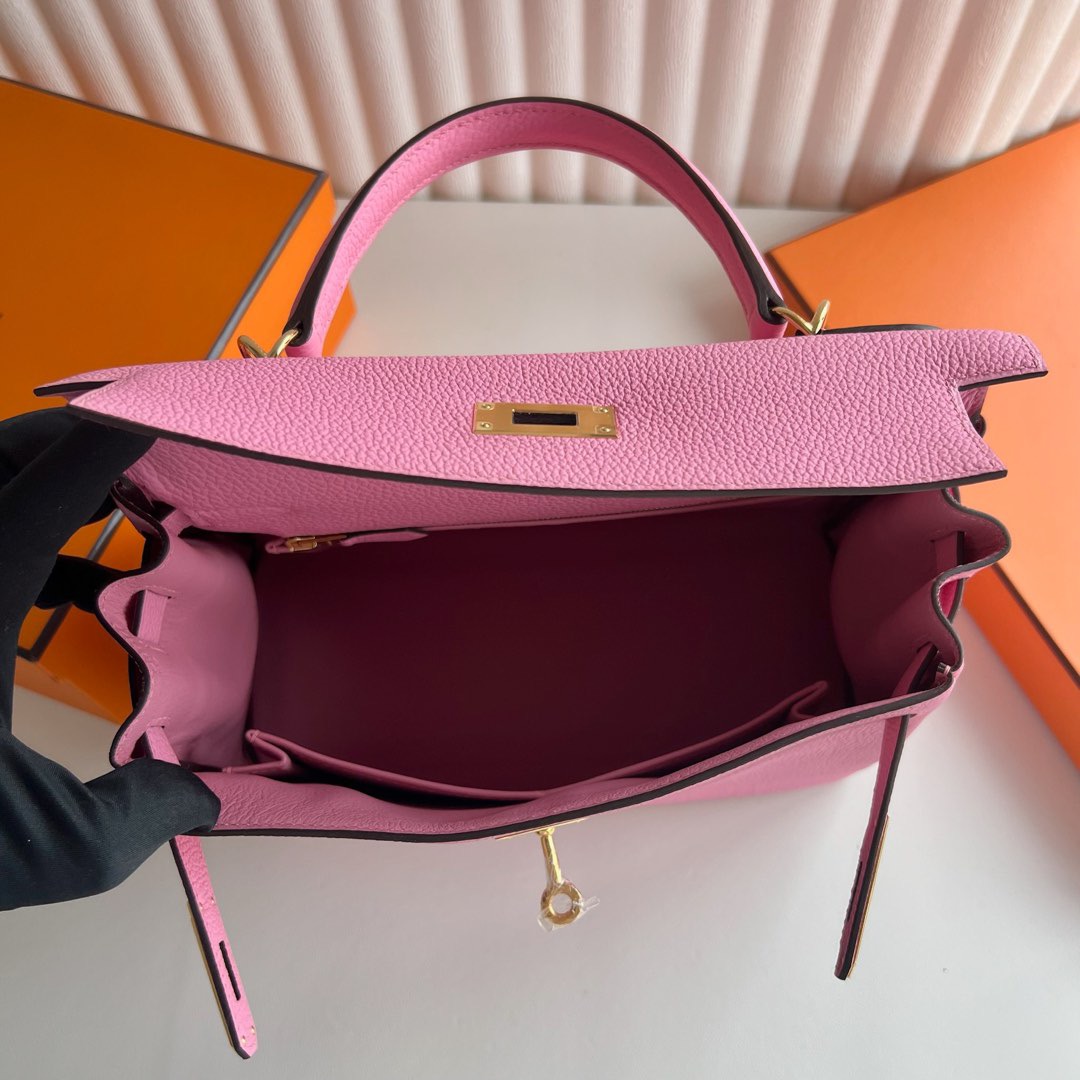 愛馬仕凱莉包官方價格Hermes Kelly Retourne 28 Togo Bubblegum Pink櫻花粉