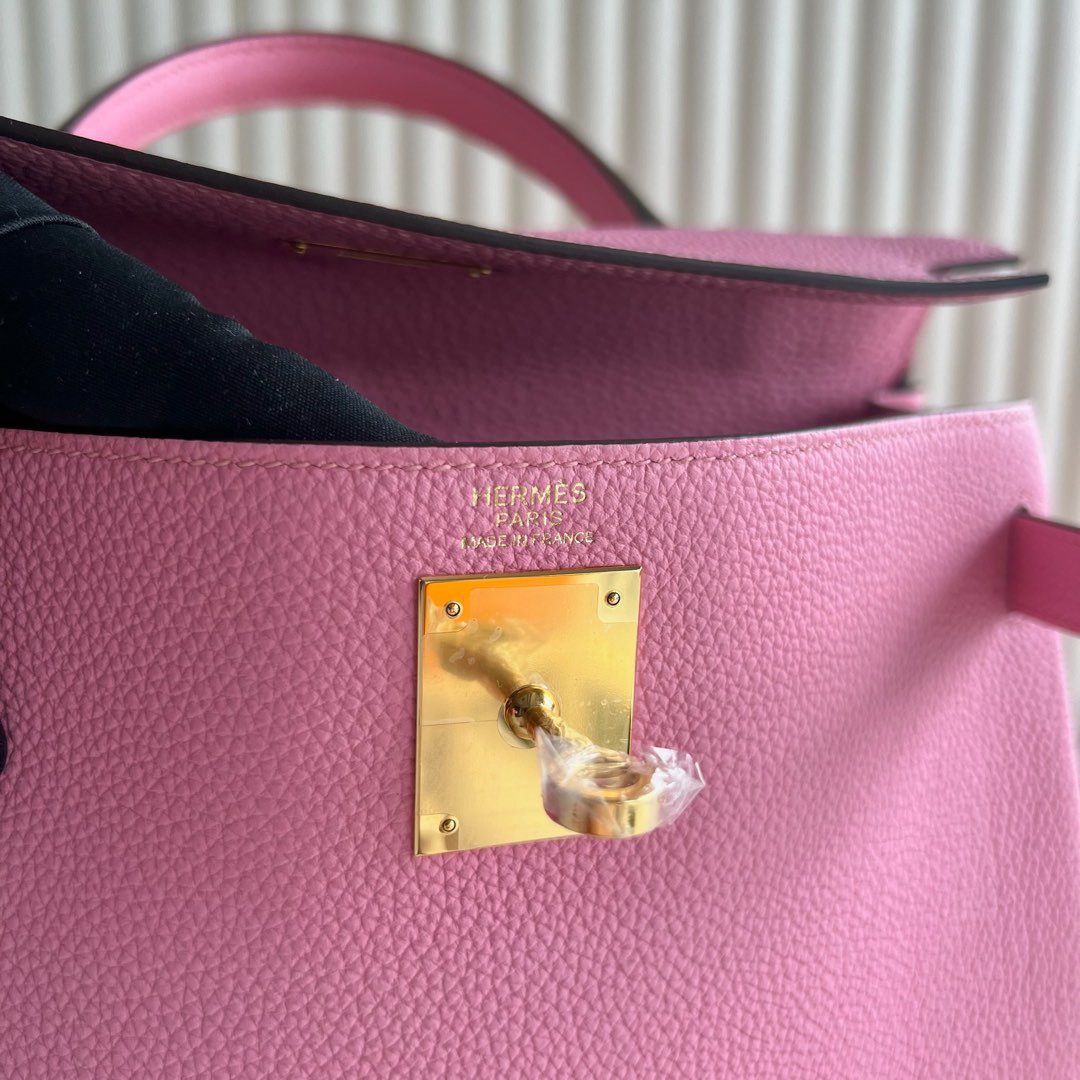 愛馬仕凱莉包官方價格Hermes Kelly Retourne 28 Togo Bubblegum Pink櫻花粉