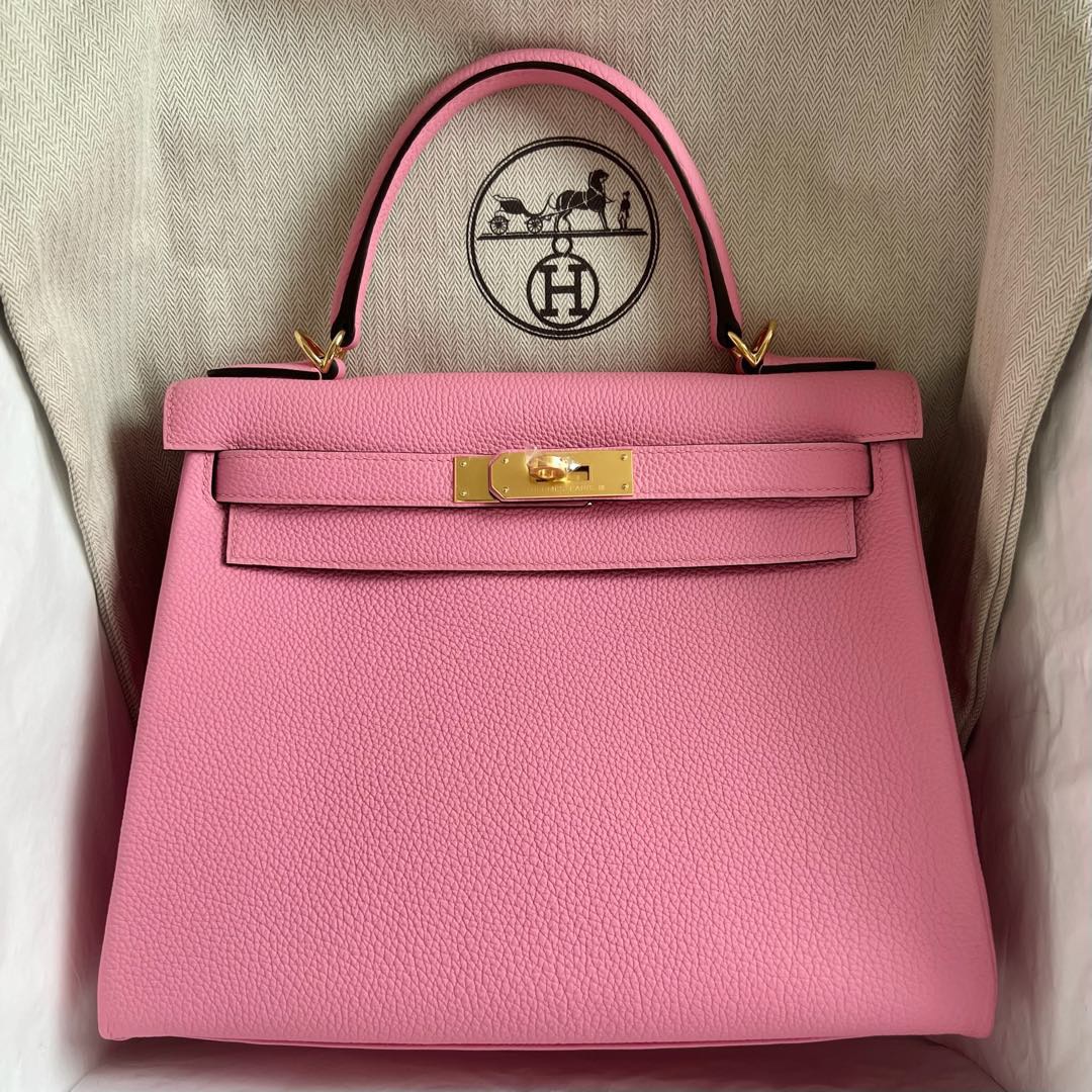 愛馬仕凱莉包官方價格Hermes Kelly Retourne 28 Togo Bubblegum Pink櫻花粉