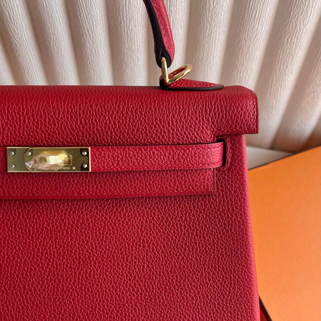 愛馬仕凱莉25多少錢 Hermes Kelly Retourne 25 Togo Rouge Casaque 國旗紅金色五金