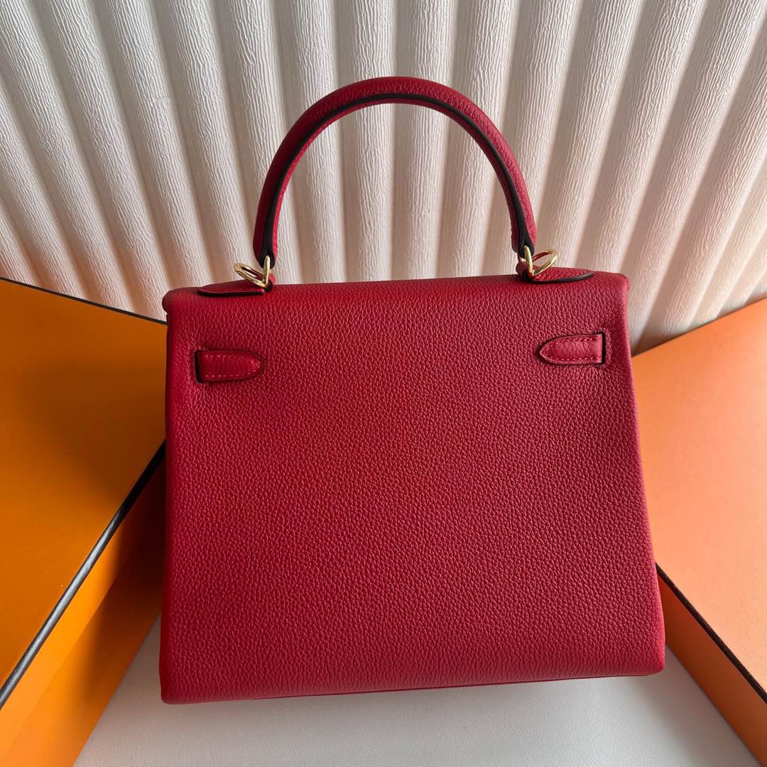 愛馬仕凱莉25多少錢 Hermes Kelly Retourne 25 Togo Rouge Casaque 國旗紅金色五金