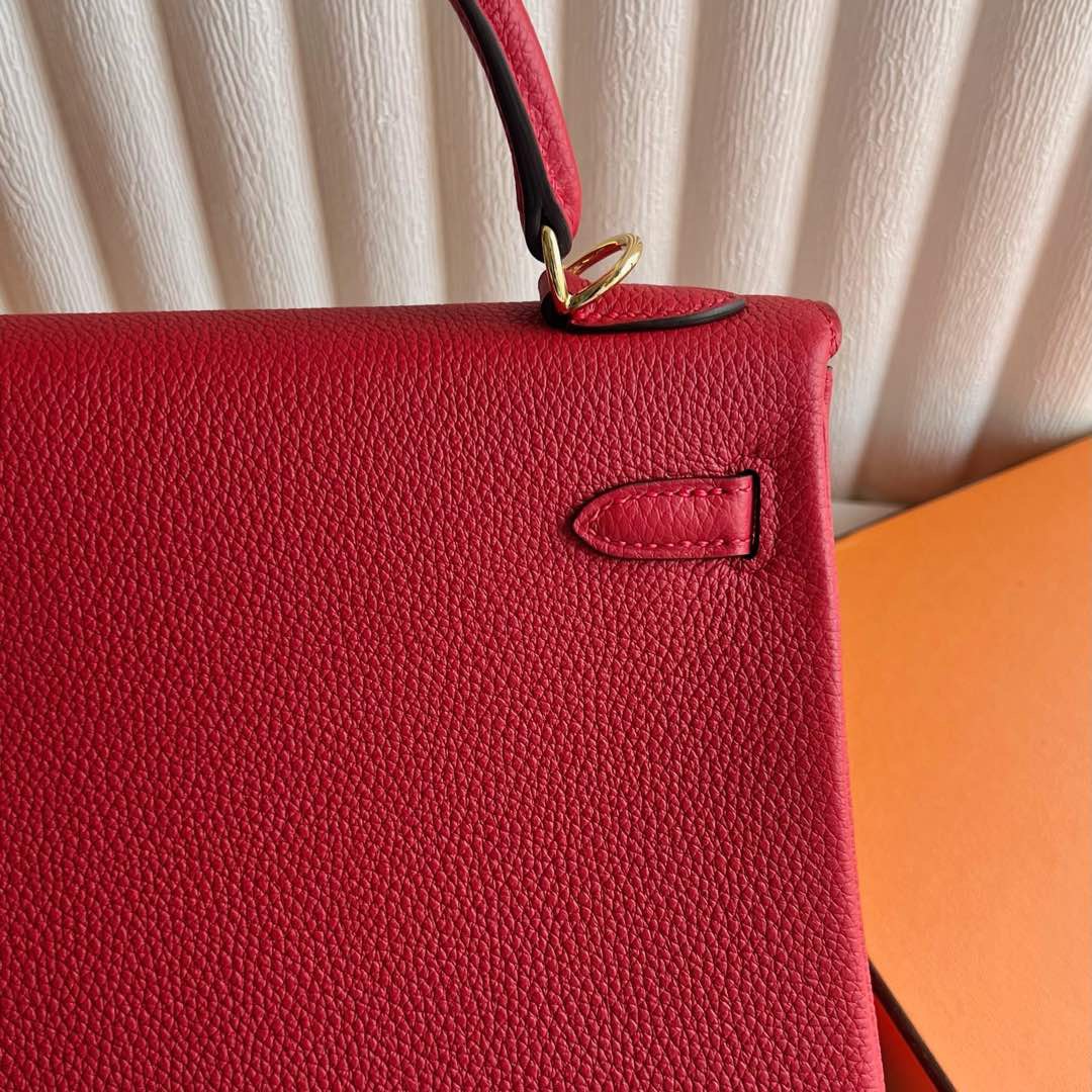 愛馬仕凱莉25多少錢 Hermes Kelly Retourne 25 Togo Rouge Casaque 國旗紅金色五金