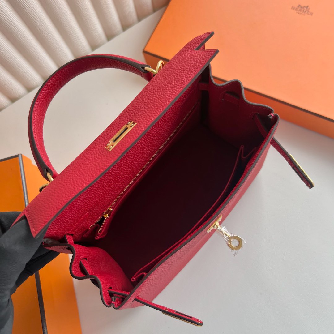 愛馬仕凱莉25多少錢 Hermes Kelly Retourne 25 Togo Rouge Casaque 國旗紅金色五金