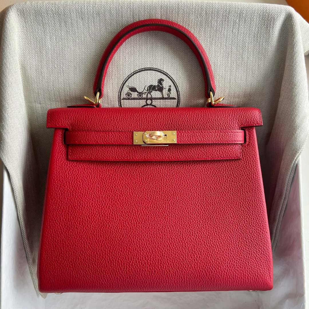 愛馬仕凱莉25多少錢 Hermes Kelly Retourne 25 Togo Rouge Casaque 國旗紅金色五金