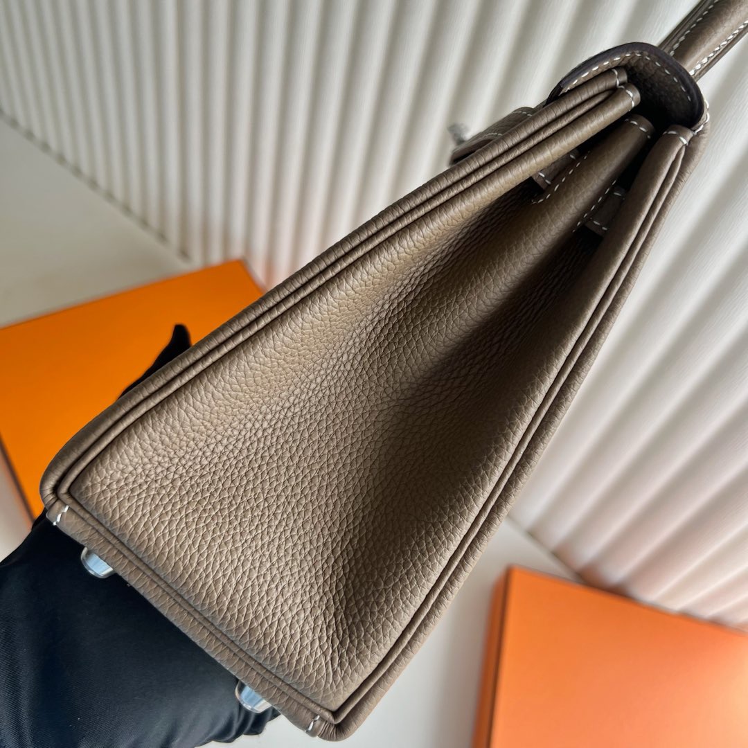 愛馬仕凱莉包包25多少錢 Hermes Kelly Retourne 25 Togo Etoupe大象灰银色五金