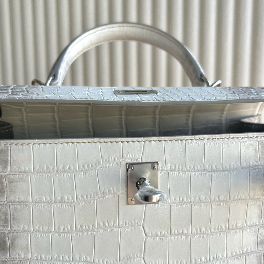 喜馬拉雅愛馬仕凱莉25多少錢 Hermes Kelly Sellier 25 Himalayan Matte Niloticus Crocodile 喜馬拉雅