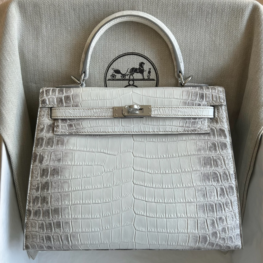 喜馬拉雅愛馬仕凱莉25多少錢 Hermes Kelly Sellier 25 Himalayan Matte Niloticus Crocodile 喜馬拉雅